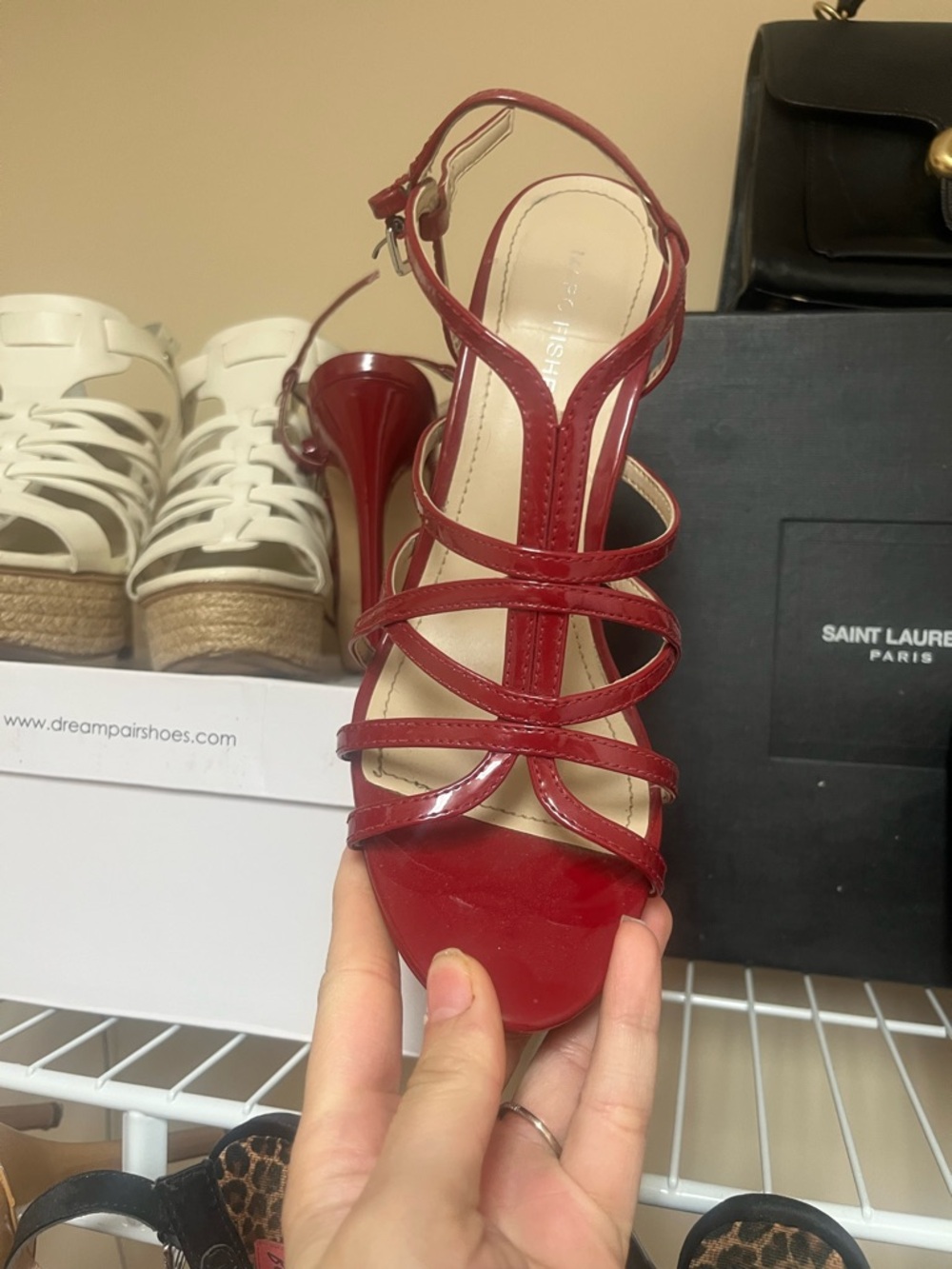 Marc Fisher Red Patent Strappy High Heel Sandals